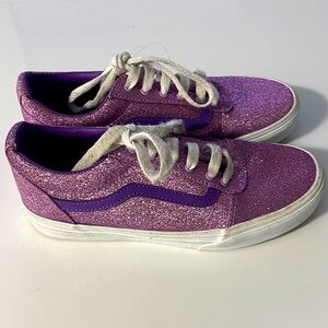Used only 1 Time - Vans kids Purple Glitter Sneakers
